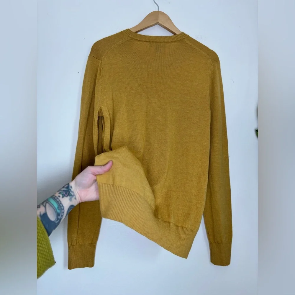 Banana Republic Washable Merino Wool Vneck In Mustard